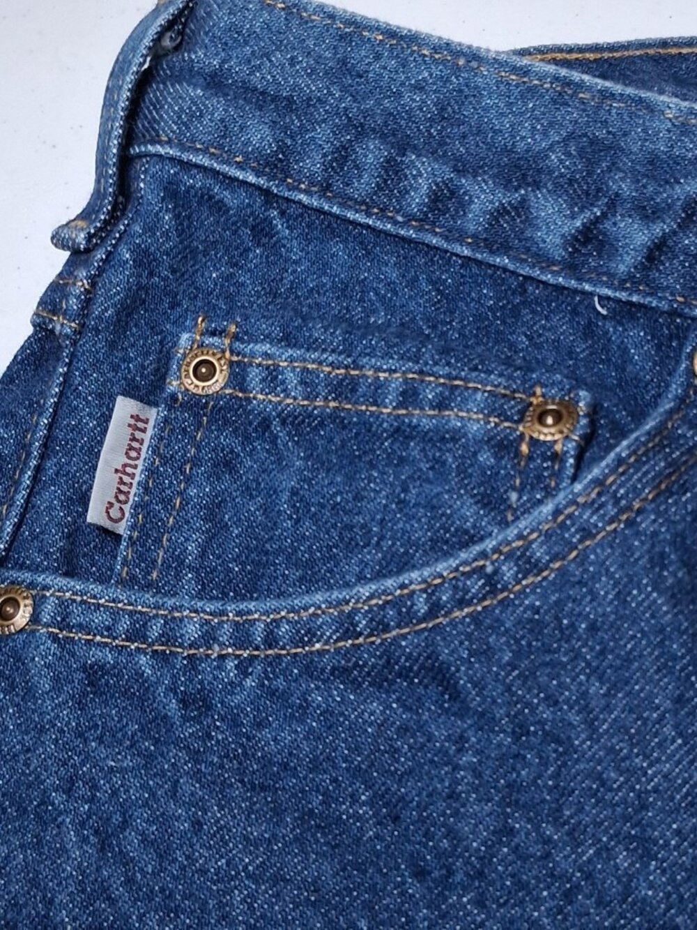 Carhartt Jeans Men 44x32 Workwear Work Pants Blue Jean Denim B17 DST - Picture 8 of 16